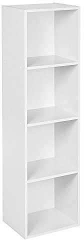 Top Home Solutions 1, 2, 3, 4 Tier Wooden Bookcase Shelving Display Storage Wood Shelf Shelves Unit (4 Tier, White)