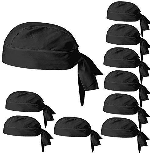 MISEMIYA - Paquetes 10 Unidades - Gorro Bandana Gorro Chef Bandana Gorro Cocinero Gorro Camarero Gorro Carnicero - Ref.926 - Negro, Pack 10 Pcs, Talla Única