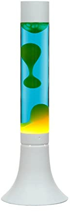 Licht-Erlebnisse Lavalamp Yvonne lampada lava elegante lava blu con sfere magma in giallo 38 cm retrò lampadina incl. G9 38 cm ideale per feste, regalo