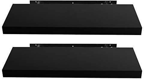 EUGAD Mensola a Muro Set da 2, 25cm, Mensole Librerie da Parete Scaffale MDF Stile Rétro Ripiano Portaoggetti, Nero, 0081QJ-2