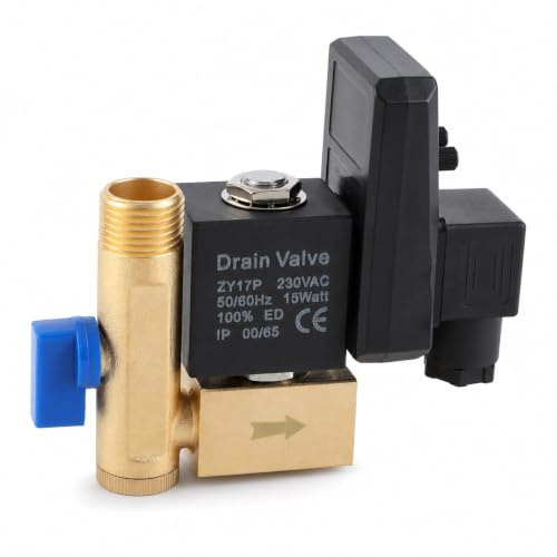Válvula de drenaje temporizada electrónica automática G1/2 DN15, humedad del agua del tanque de aire de latón para la gestión de condensados ​​del compresor de aire(AC230V)