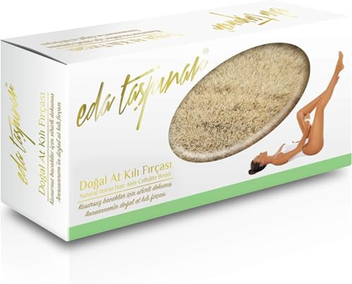 EDA Taspinar Torrborste, naturligt hästhår, anti-cellulitborste, tar bort celluliter med 57 % celluliter på 5 veckor, förbättrar lymffunktionen, silkeslen hud, djurvänlig, 1 borste