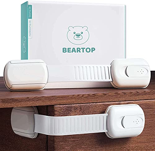 Cerraduras de seguridad para bebés de BEARTOP | adhesivo fuerte de 3M | ajustable en longitud | cierre seguridad nevera, cajones & armarios | cierres seguridad bebe & niños, bloqueo de seguridad