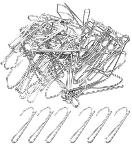 WiDream 100 Stück Metall Vorhang Haken, Silber, 6.1 cm, Vorhanghaken