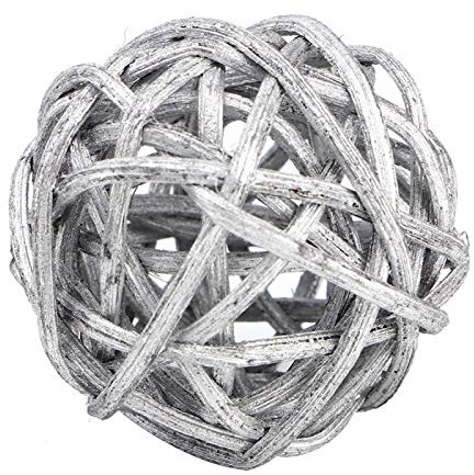 20Pcs rattankugeln deko Natur Wicker Rattan Kugeln Tischschmuck Hochzeit für Wellensittiche Conures Ball Orbs Crafts DIY Zubehör(Weiß)