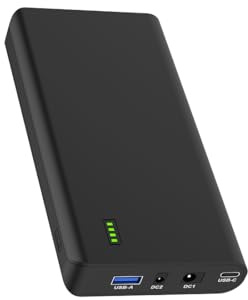 TalentCell 12v Lithium ion Battery Pack NB7102, Rechargeable 17500mAh 64.75Wh Li-ion Power Bank with DC 24/19/5V and USB-C 5/9/12/15/20V Output for Laptop, Notebook, Smartphone, Camera and more, Black