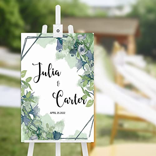 Greenery Panneau de bienvenue en bois personnalisé pour mariage 45,7 x 30,5 cm