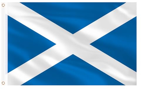 AhfuLife 2Pcs Scottish Flags 5ft x 3ft for Burns Night Decorations, Large Scotland Flags - Double Side with Brass Eyelets for St. Andrew's Day Euro Football Party World Cup Party Decorations