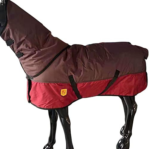 HARICSET Abschwitzdecke Pferd Weidedecke Winterdecke Pferd Wasserdicht Weich Bequem und Warm Langlebig Bordeaux(Size:145cm(57in),Color:braun)