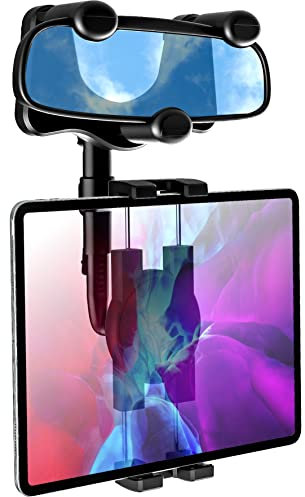 woleyi Supporto Tablet Specchietto Retrovisore Auto, Porta Tablet Camion Specchietto Retrovisore con Braccio Regolabile [Girevole a 360° e Retrattile] per iPad Air Mini/Galaxy/Telefono, 4-11
