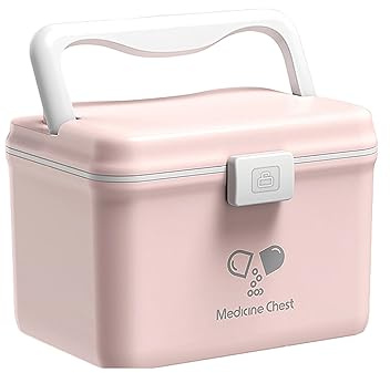 TUKA-i-AKUT 4,8L Medizinbox Zweilagig Portable mit Tragegriff, Medikamentenbox Hausapotheke Box Erste-Hilfe-Box Aufbewahrungsbox Tragbar, Multifunktionaler Medizinkoffer Outdoor Home, TKD6402 Pink