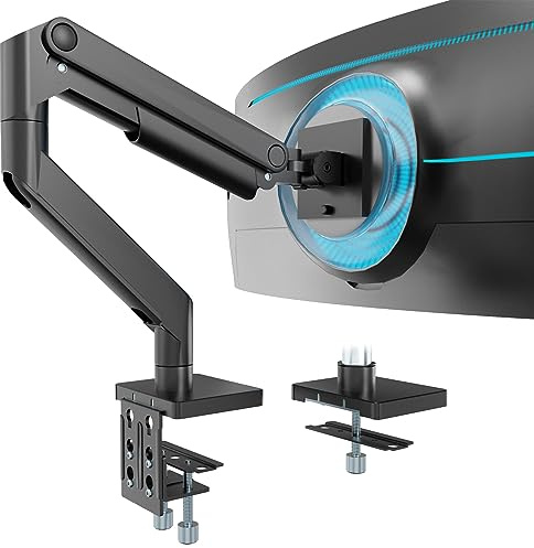 WORLDLIFT Monitor Halterung 1 Monitor Für 17-49 Zoll Flach & Curved Bildschirm,Full Motion Mechanische Feder-Monitorhalterung aus Aluminium,Tragfähigkeit von 20kg,VESA 75x75/100x100