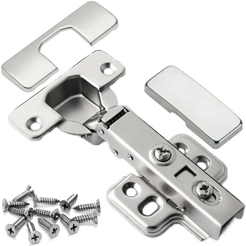 DSL Soft Close Cabinet Hinges, Full Overlay Cupboard Hinges (Pack of 20) | Includes Matching Screws for Quick and Easy Installation | Ideal for Kitchen Cabinets, Wardrobes and Bathroom Cupboards