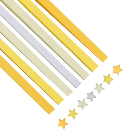 JIHUOO 540 Blatt Origami Sterne Papier Faltstreifen Stern Origami Papierstreifen Glücksstern Papierstreifen Paket DIY Papier Basteln Kunst Bastelbedarf Gelb