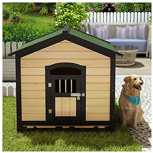 Outdoor-Hundehütte aus karbonisiertem Holz, wetterfeste Haustiervilla für den Garten, geeignet für kleine, mittlere und große Haustiere (78×85×88cm)