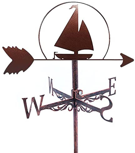 Windfahne aus Eisen, langlebig, Retro, kleine Segelboot-Form, Wetterfahne, Windrichtungsanzeige für Bauernhof, Hof, Garten, Pavillon, Dekorationen