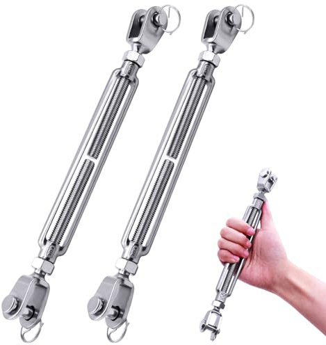 Autokcan 2PCS 1/2” X 12.5” M12 304 Stainless Steel Turnbuckle Extra Large Heavy Duty Turnbuckles for Cable Wire, 1100 LBs Load