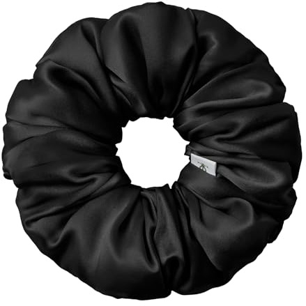 LILYSILK Damen 100% Maulbeerseide Jumbo Haargummi Frauen reine Seide gefüllter Riesen-Pferdeschwanzhalter überdimensioniertes elastisches Haarband große XL Haarschleife von Haarbruch,Schwarz
