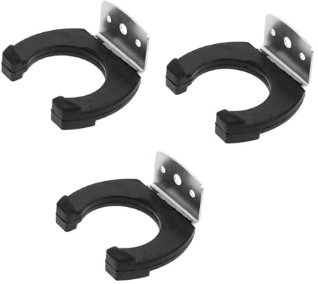 3 Stück Kabellose Mikrofonhaken Wandhalterung Schwarz Eisen Gummi | Montageöffnung 28mm, Innenmaß bis 47mm, für Performance und Videostudios