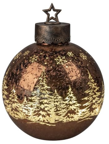 formano Deko-Kugel Frosty Braun 30cm mit LED Licht Timer Beleuchtete Glaskugel - Weihnachtsdekoration Tisch Regal Deko-Kugel 6h/18h Timer Weihnachtskugel zum Stellen