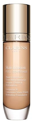 Clarins Skin Illusion Longwear Full Coverage Foundation|Luminous Matte Finish|24H Hold and 24H Hydration|Natural Looking|Transfer, Sweat and Smudge Proof| Contains Hyaluronic Acid|1 Fl Oz,103N