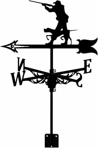 LASDERTV Veleta de Viento de Metal para Granja, Veleta de Cazador, Veleta Retro, indicador de dirección del Viento para Techo de Hierro al Aire Libre, jardín, decoración de Patio al Aire Libre