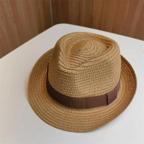 AAIXXIZAO Sombreros De Paja Gorra De Mujer Sombreros para Mujer Sombrero De Vaquero Vaquero Paja Hombre Gorra Bailarín De Jazz Masculino Sombrero De Playa Beige 56-58Cm 5