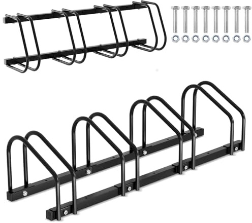 Daromigo Fahrradständer für 4 Fahrräder, Bodenmontage oder Wandmontage, Mehrfachständer mit 30 cm Radabstand für 35-55mm Reifenbreite Fahrradhalter, Fahrradständer Boden, Schwarz