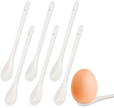 10 Pezzi Cucchiaio Lungo In Porcellana Bianca Liscio, 16 cm Cucchiaini da Dessert, Cucchiaio Piccolo, Cucchiaio per Uova, Tè, Muesli, Yogurt,Caffè, Adatto per Ristoranti, Negozi di Dolci e Caffè