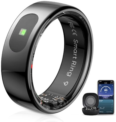 LED Touch Smart Ring for Women Men- Fitness Tracker with Heart Rate, Blood Oxygen, Sleep Tracker, Step Counter, 5ATM Waterproof, Touch Control Music/Video, No Subscription Fee for iOS/Android