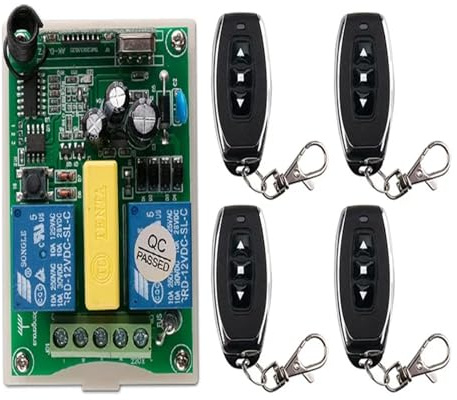 KONGMM Motore per cancello Scorrevole AC 220V 2 CH 2CH RF Interruttore di Telecomando Senza Fili Ricevitore + Trasmettitore Motore Tubolare Porta del Garage Schermo di proiezione Persiane(Groen)