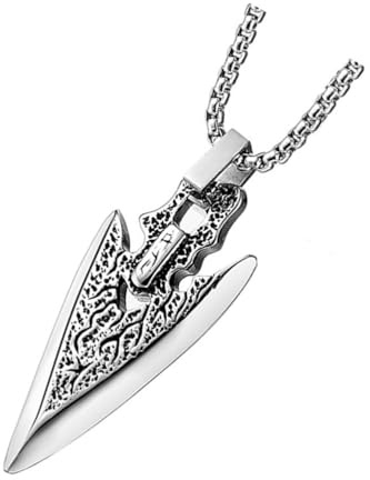 BESPORTBLE Collier Pendentif Épée en Acier Titane pour Homme, Chaîne Argenté, Décoration Résistante la Décoloration, Style Créatif Délicat, pour Sorties et Fêtes