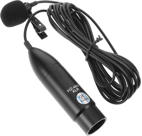 Xlr Dreipol Schnittstellenmikrofon Tragbar, Ansteckmikrofon mit Kragenclip | 48 V, Nierencharakteristik, für Aufnahmen und Reden, Metall, Schwamm, Kunststoff, Schwarz