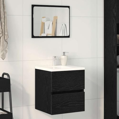 LLEZKBR Möbelsets Badmöbel Sets Badezimmer Waschbecken Schrank Schwarz Eiche 41x38,5x45cm Holzwerkstoff