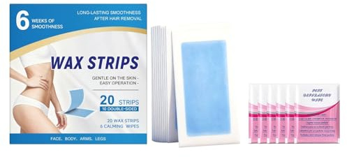 Haarentfernungs-Wachspapier-Set, das ist ein Doppelseitiges Gesicht- und Körperentfernungs-Set mit 6 beruhigenden Feuchtüchern für Arm- und Beinhäuser, 6 Wochen Glattheit