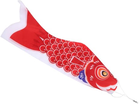 MOTHNUR Manica a Vento Koinobori Bandiera Giapponese a Forma di Carpa Rossa 70 CM Resistente Telaio Rinforzato per Decorazioni Esterne da Giardino e Feste Tradizionali