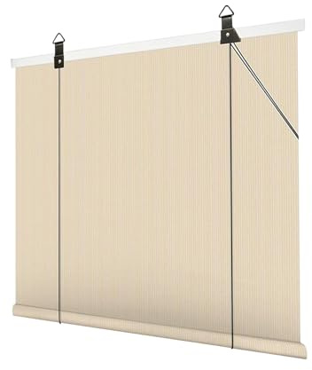Patio Shades Roll Up Outdoor Roller Shade Waterproof, Backyard Exterior Sunshade Blinds Cloth Fade-Resistants, EasyClean Fabric, Easy To Install, Garden Balcony Porch(Beige,H180 W140cm)