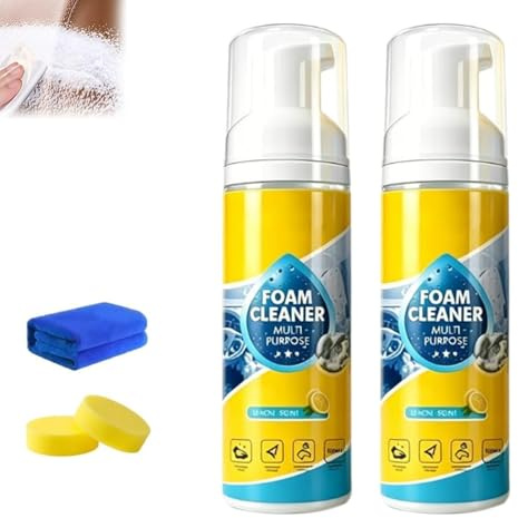 Limpiador En Espuma Multienzimático 4 En 1, Nuevo Limpiador En Espuma Sin Aclarado, Spray Multiusos De Limpieza Profunda Para El Interior Del Coche, Quitamanchas Y Desengrasante De Alta (2 unidades)