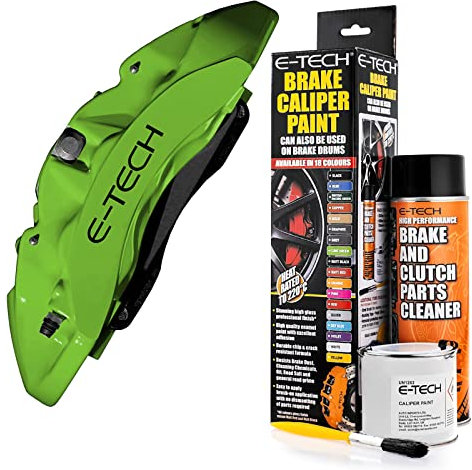 E-TECH Lime Green Brake Caliper/Drum Paint - EBCP-GR - Complete Kit Inc Paint/Cleaner & Brush