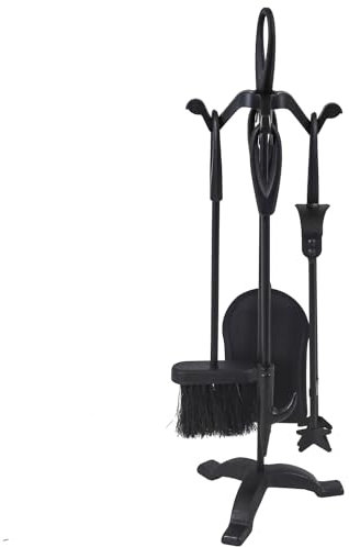 JVL Cotswold Fireside Companion Tool Set, Black/White, 5 Pieces