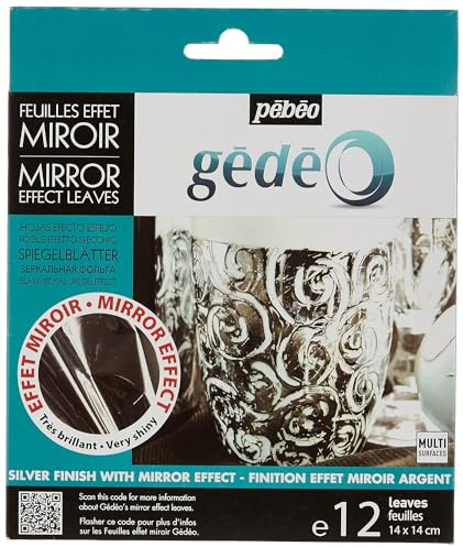 PEBEO Gédéo-Foglie Effetto Specchio, Confezione da 12, Metallo, Argento, 18.50 x 15.50 x 0.05 cm, unità