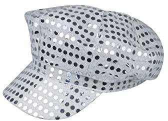 70'S DISCO ADULT HAT CAP FANCY DRESS SILVER SEQUIN SHINY STAG/HEN PARTY NIGHT