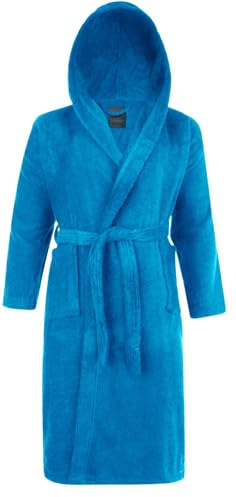 Adore Home Unisex 100% Cotton Hooded Terry Bathrobe, Aqua, S