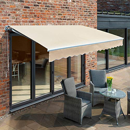 Primrose 2.5m Electric Awning - Ivory Mayfair DIY Patio Awning Gazebo Canopy Anti UV Waterproof Complete with Fittings and Winder Handle