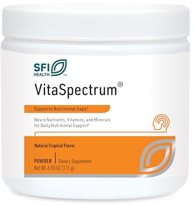 Klaire Labs SFI Health VitaSpectrum Powder - Children's Multivitamin/Mineral with 23 Essential Nutrients, Tropical Flavor for Kids, No Copper, Iron, Gluten or Casein (171 G / 30 Servings)