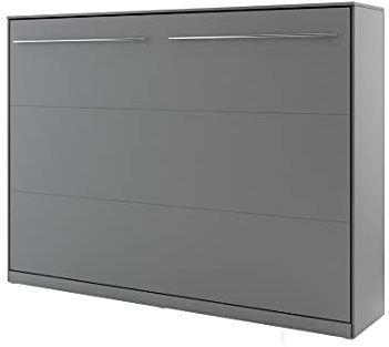 Schrankbett Concept PRO Horizontal, Wandklappbett, Bettschrank, Wandbett, Schrank mit integriertem Klappbett, Funktionsbett (140 x 200 cm, Grau, Horizontal)