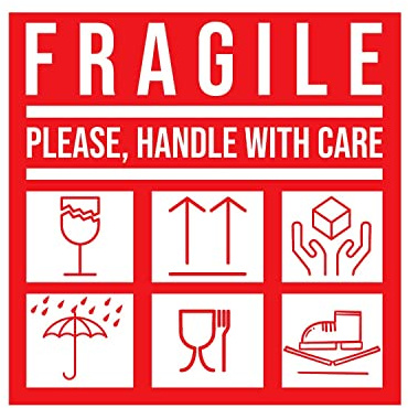 50 Stück Aufkleber Sticker Fragile Please Handle With Care Vorsicht Zerbrechlich Etiketten, Achtung Glas Bitte nicht werfen, 10x10cm (50)