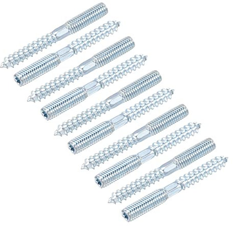 sourcing map Double Ended Screws (M8 Thread 70mm Long) 10pcs, Hanger Bolts Self-Tapping Double Sided Screws - for Home Repairs