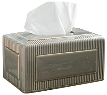 El soporte de la caja de pañuelos, la caja de pañuelos, la caja de toallas de papel de cerámica, la caja de succión con patrón vertical es adecuada for la decoración de la mesa de té en la sala de est