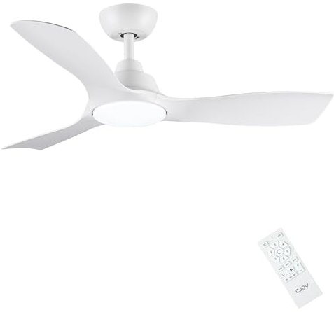 CJOY Ventilatore da Soffitto con Luce e Telecomando,107cm Bianco Lampadario Ventilatore da Soffitto Dimmerabile, Reversibile DC, 6 Velocità, Memoria 3CCT, Modalità Sleep, Per Camera da Letto/Soggiorno